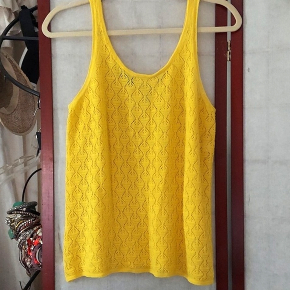 United Colors Of Benetton Linen Blend Yellow knit Sleeveless Tank Top  Sz S